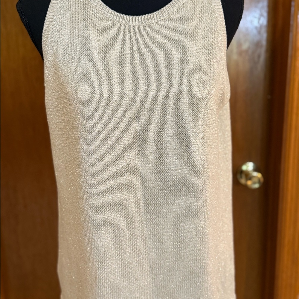 LOFT Tan Glitter Knit Knit Tank Top